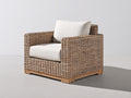 Polyrattan Gartensessel 90 x 88 x 88 cm - Braun Beige - modernes Lounge Design mit breiten Armlehnen und Polstersitz