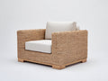 Polyrattan Gartensessel 90x85x80 cm - Naturbraun-Cremeweiß - Breite Armlehnen und gepolsterte Sitzfläche im modernen Naturdesign
