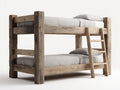 Etagenbetten aus Massivholz 200 x 100 x 170 cm - Naturholz - 2 Schlafebenen mit Leiter und rustikalem Design