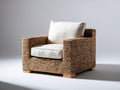 Polyrattan Gartensessel 90 x 85 x 82 cm - Natur-Cremeweiß - Geflecht mit breiten Armlehnen und gepolsterter Sitzfläche
