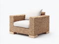Polyrattan Gartensessel 88 x 84 x 82 cm - Natur-Cremeweiß - Geflecht mit breiten Armlehnen und gepolsterter Sitzfläche