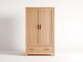Kleiderschrank Massivholz 100x55x180 cm - Natur und Gold - Zweitüriger Kleiderschrank mit 1 Schublade