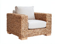 Polyrattan Gartensessel 94 x 90 x 86 cm - Natur Creme - modernes Lounge Design mit breiten Armlehnen und gepolsterter Sitzfläche