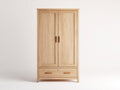 Kleiderschrank aus Holz 100x55x190 cm - Naturholz - 2 Türen und 1 Schublade im zeitlosen Design