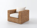 Polyrattan Gartensessel 88 x 84 x 82 cm - Natur-Cremeweiß - Geflecht mit breiten Armlehnen und gepolsterter Sitzfläche