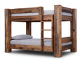 Etagenbett aus Massivholz 210x105x180 cm - Naturbraun - Rustikales Design mit integrierter Leiter