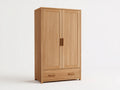 Kleiderschrank aus Holz 110 x 55 x 190 cm - Natur - zweitüriges Design mit 1 Schublade