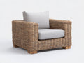 Polyrattan Gartensessel 88 x 84 x 82 cm - Natur-Grau - Geflecht mit breiten Armlehnen und gepolsterter Sitzfläche