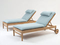 Sonnenliege 2er Set aus Holz 200x70x95 cm - Naturholz-Hellblau - Verstellbare Rückenlehne und Rollen