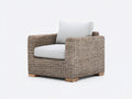 Polyrattan Gartensessel 90x85x80 cm - Graubraun-Hellgrau - Breite Armlehnen und gepolsterte Sitzfläche im modernen Naturdesign