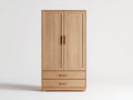 Kleiderschrank aus Holz 90 x 55 x 180 cm - Naturholz - 2 Türen und 2 Schubladen