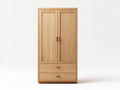 Kleiderschrank aus Holz 90x55x190 cm - Naturholz - 2 Türen und 2 Schubladen im zeitlosen Design