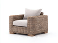Polyrattan Gartensessel 92 x 88 x 88 cm - Braun Beige - modernes Lounge Design mit breiten Armlehnen und Polstersitz